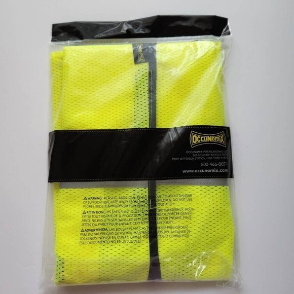 2 OccuNomix Mens Class 2 Mesh Single Stripe Safety Vest, Neon Yellow, 2/3X - Picture 6 of 8